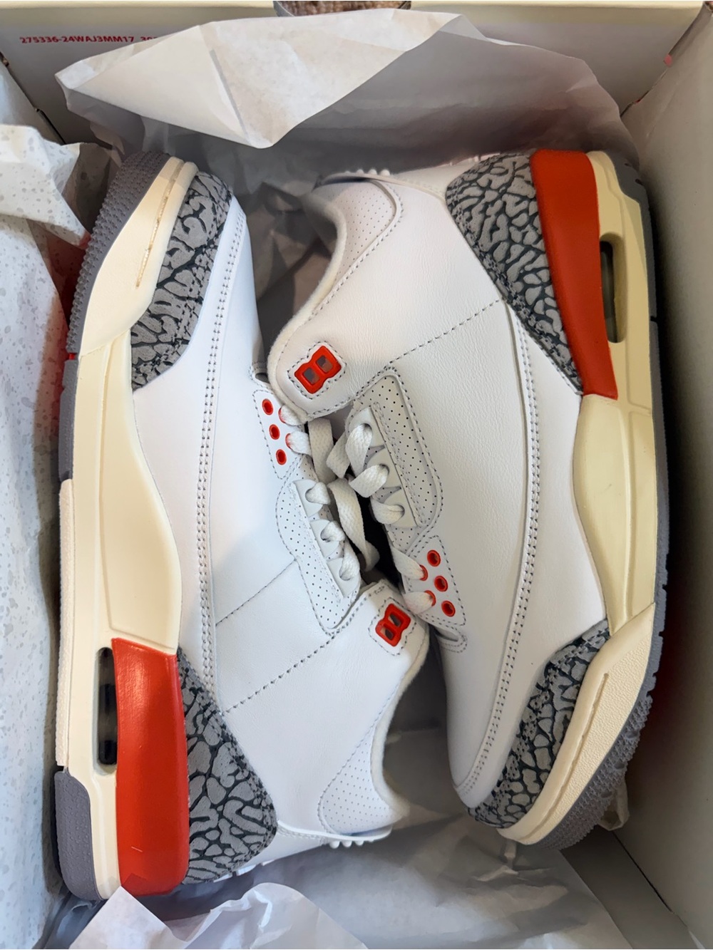 Nike Women's White and Orange Leather Air Jordan 3s